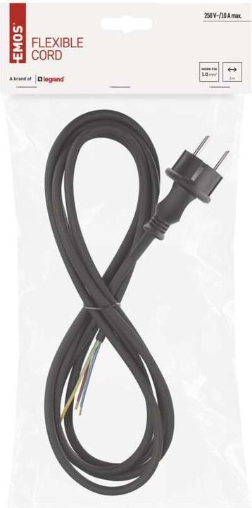 Produktbild Emos Flexoschnur Gummi/Neopren 3×1mm2, 3m, schwarz (3 m)