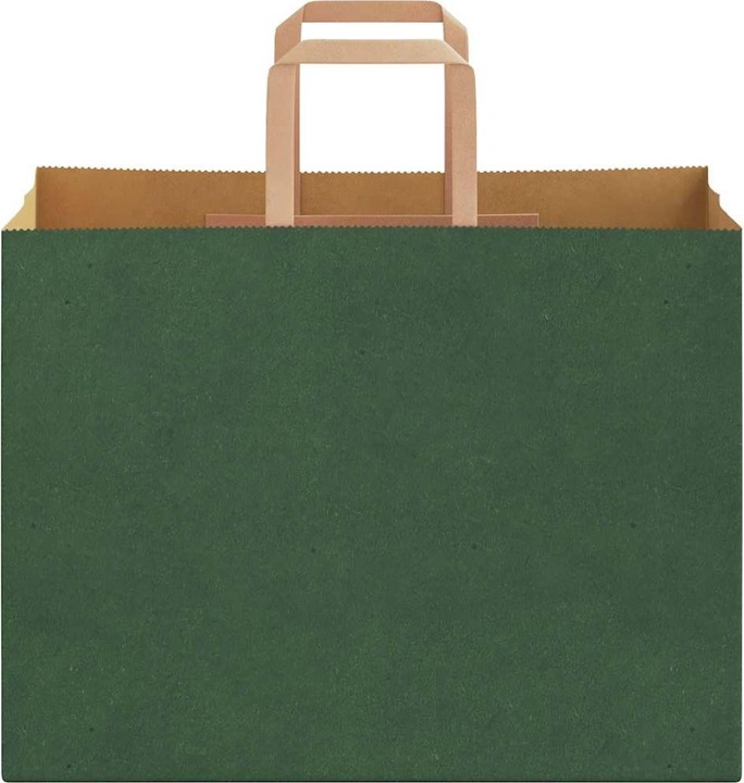 Produktbild VidaXL Kraftpapiertüten 250 Stk. mit Henkel Grün 32x17x25 cm Papiertüte (Geschenktüte, 250 x)