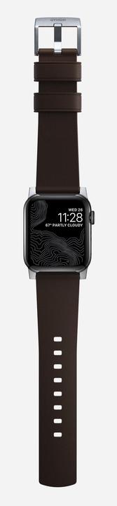 Actual product image Nomad Active Band Pro -nahkaranneke, Apple Watch 49 / 45 / 44 /, hopea/ruskea (20 mm, Leather, Stainless steel)