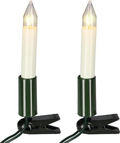 Actual product image Hellum Lichterkette Schaftkerze 15 Kerzen klar für innen Schaft/Kabel grün 12,8m elfenbein (12.80 m)