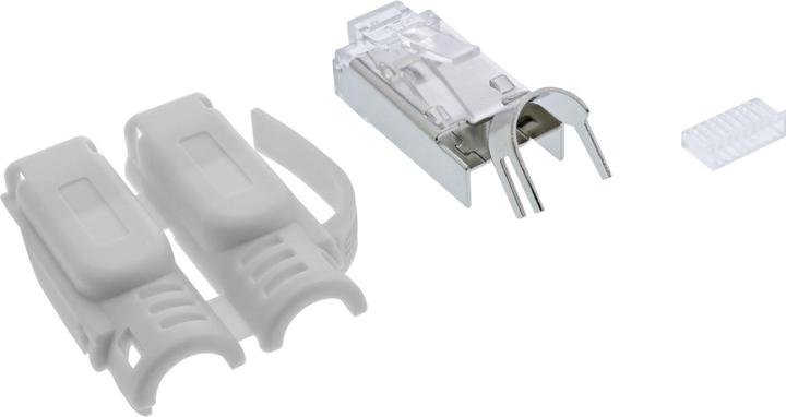 Actual product image InLine Pack of 10 ® crimp connectors Cat.6A RJ45 shielded, with bend protection and threading aid (Network cable plug)