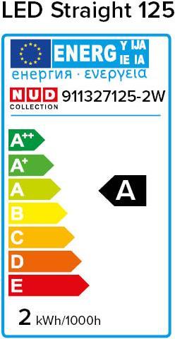 Energie-Label NUD Collection LED Straight 125 (E27, 2 W, 115 lm, 1 x, A)