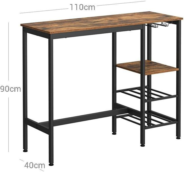 Image du produit Vasagle Table de bar Industrial 40 x 90 cm, marron/noir, profondeur