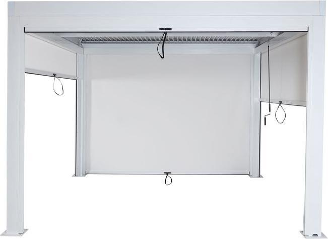 Produktbild Mendler Pergola HWC-L46 mit Seitenwand, 11cm-Alu-Gestell, sturmfest 3x3m, weiss (900 cm, 300 cm)