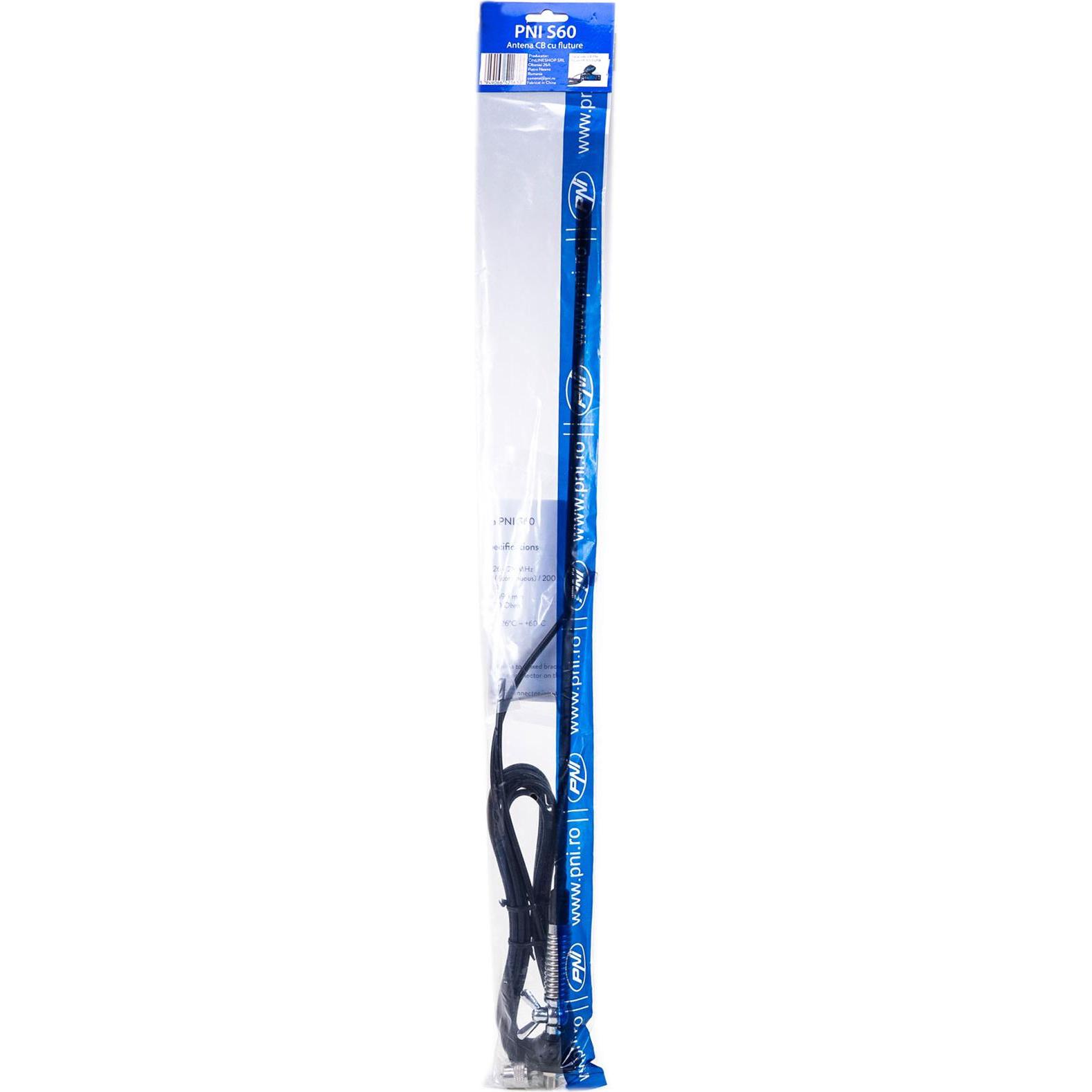 PNI, Auto Antenne, CB-Antenne S60 mit Butterfly, Spiesslänge 59 cm, mit Halterung, 4 m Kabel und PL-Stecker, Glasfas