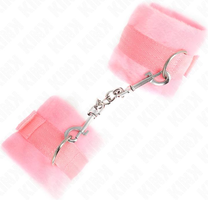 Actual product image Kink Beginner Fur Hand Cuffs Pink 30 X 7 cm