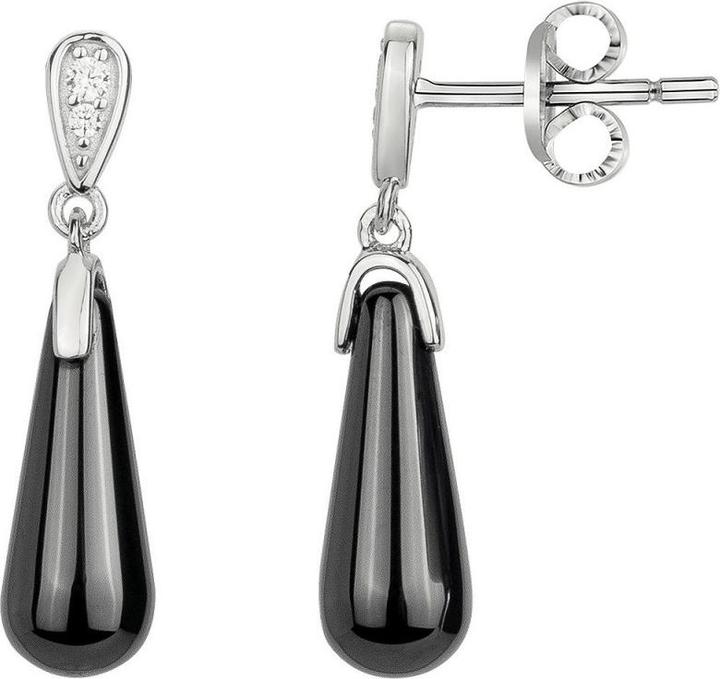 Actual product image Ceranity Silver Earrings - Black Ceramic - Zirconia (Silver)