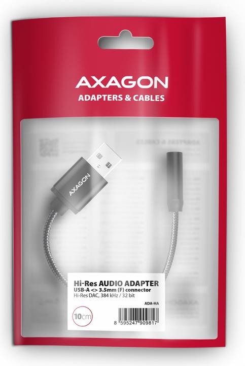 Produktbild Axagon ADA-HA, USB-A na 3.5mm jack Hi-Res DAC audio adaptér, 384kHz/32bit, stereo