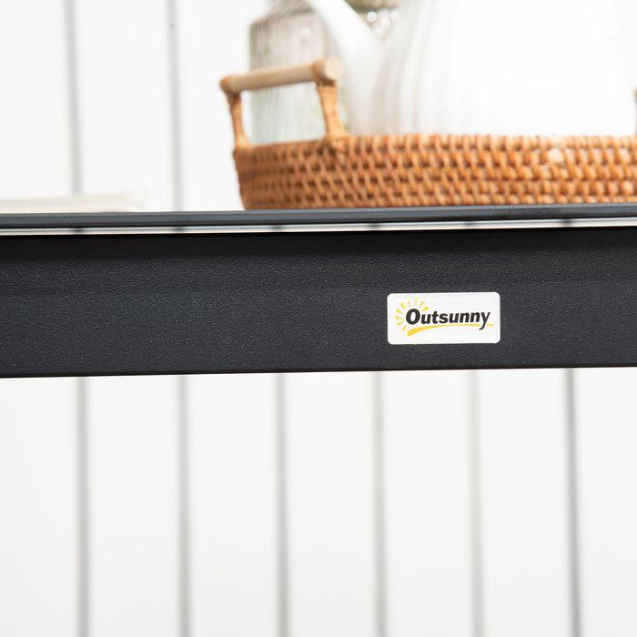 Immagine prodotto Swisshandel24 Tavolo da giardino quadrato per 4 persone tavolo da patio piano in vetro temperato alluminio nero (80 cm)