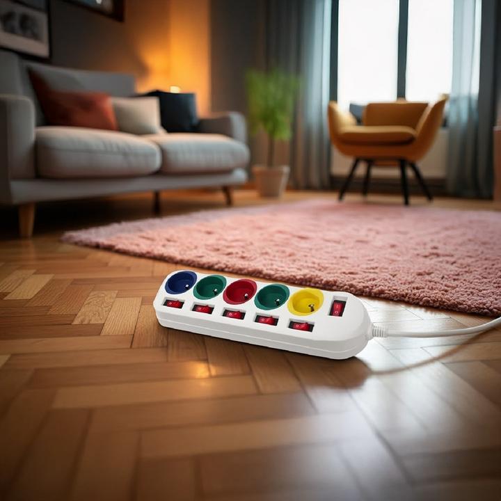 Actual product image Maclean power line, 5 socket extension, with switches, 250VAC/10A, 1.5 m, MCE204 M/W (5x, Type 12, 1.50 m)