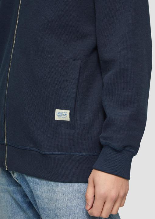 Produktbild s.Oliver Sweatshirt Jacke Sweatshirt-Jacke mit Bomberkragen und Struktur (M)