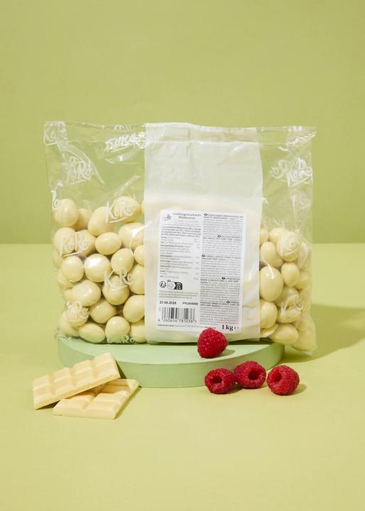 Produktbild KoRo Gefriergetrocknete Himbeeren in weisser Schokolade (1000 g)