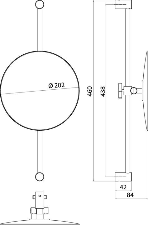 Produktbild Emco Rasier-/Kosmetikspiegel PURE rd d= 202mm 3f höhenverstellbar chrom