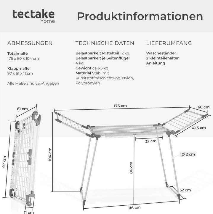 Actual product image tectake Life clothes horse (18 m)