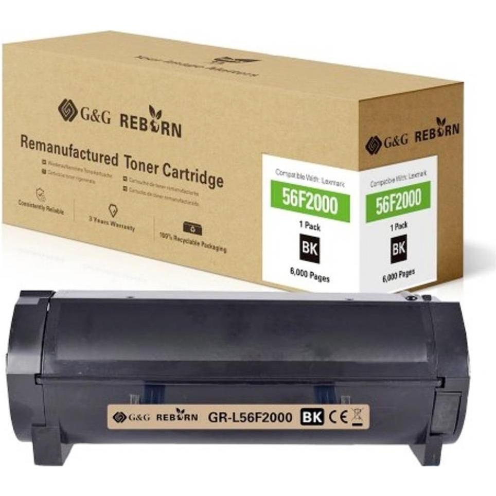 G&G, Toner, Toner ersetzt Lexmark 56F2000 Kompatibel Schwarz 6000 Seiten Reborn remanuf
