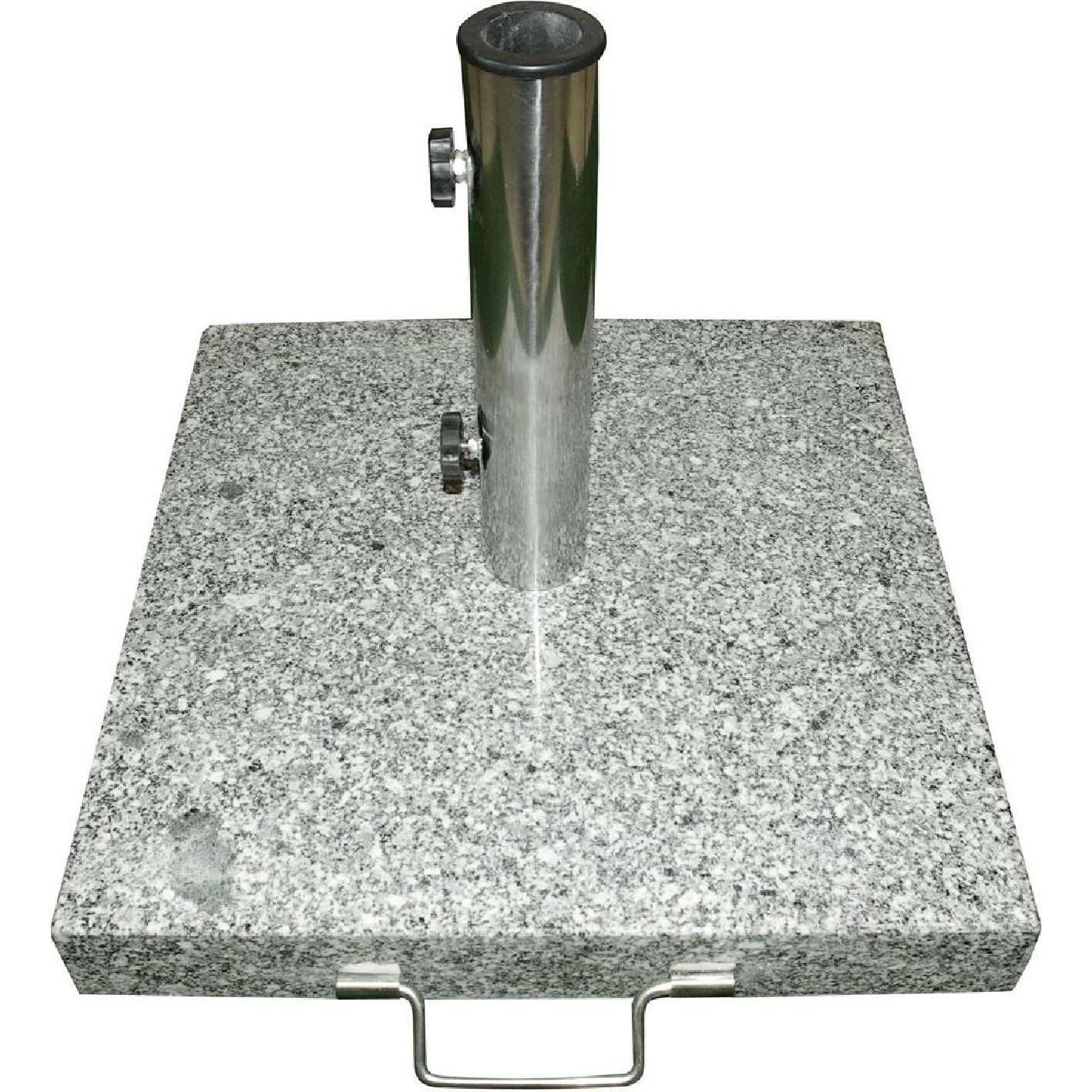 VCM, Sonnenschirmständer, Sonnenschirmständer 25 kg Granit eckig grau 40 x40cm Edelstahlgriff Rollen