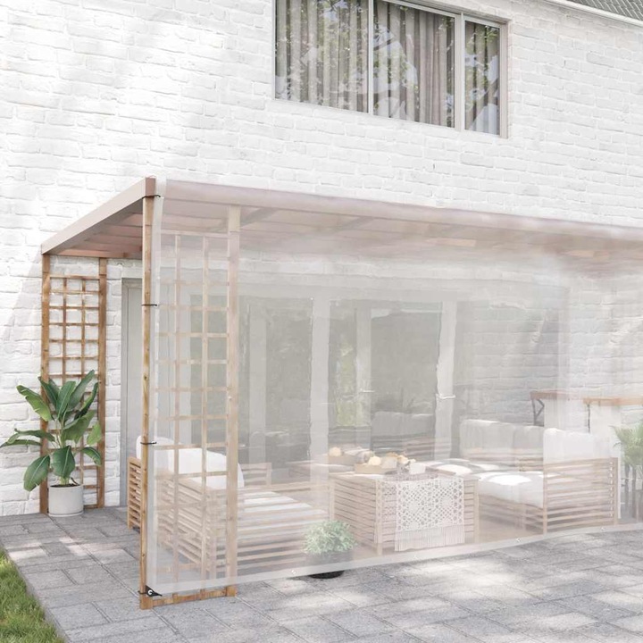 Productafbeelding VidaXL Transparant dekzeil met ogen 5x10 m polyethyleen transparant dekzeil (500 x 1000 cm)