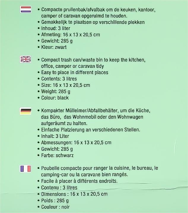 Produktbild Benson Home Abfalleimer schwatz (3 l)