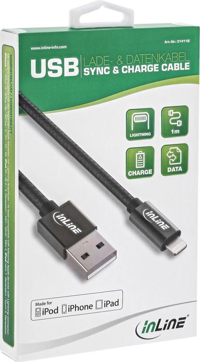 Actual product image InLine Lightning Cable (1 m, USB 2.0)