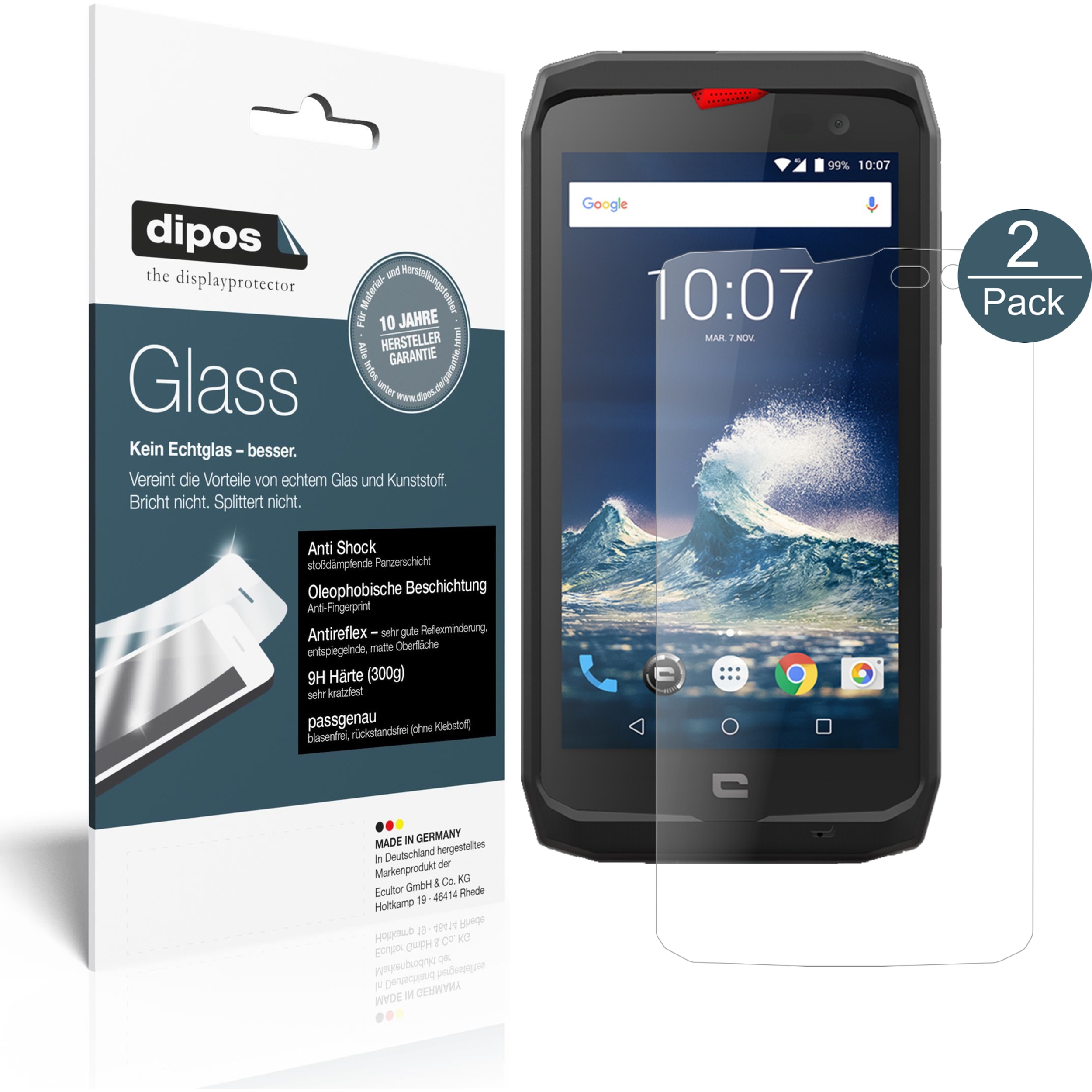 Dipos Displayschutz Anti-Shock (1 Stück, Action-X3), Smartphone Schutzfolie, Transparent