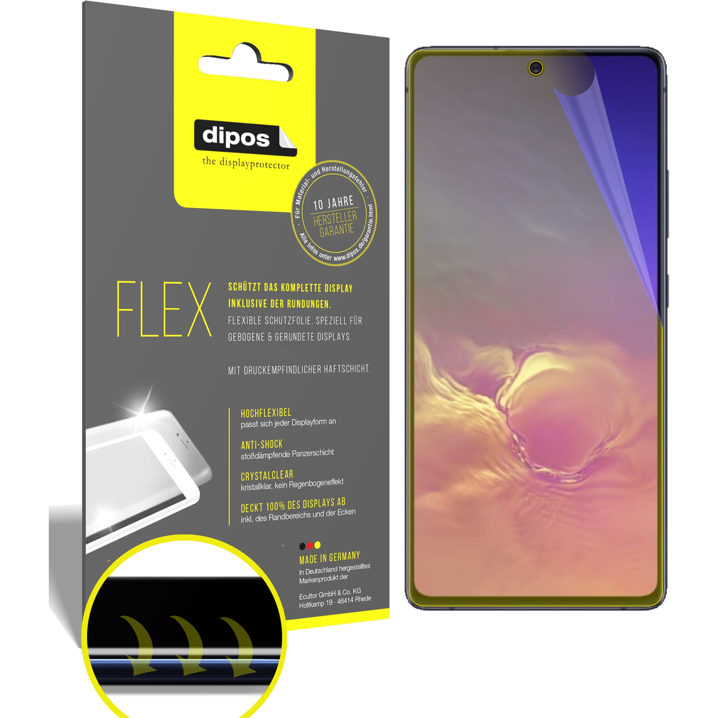 Dipos Displayschutzfolie Full-Cover 3D (2 Stück, Galaxy S10 Lite), Smartphone Schutzfolie, Transparent