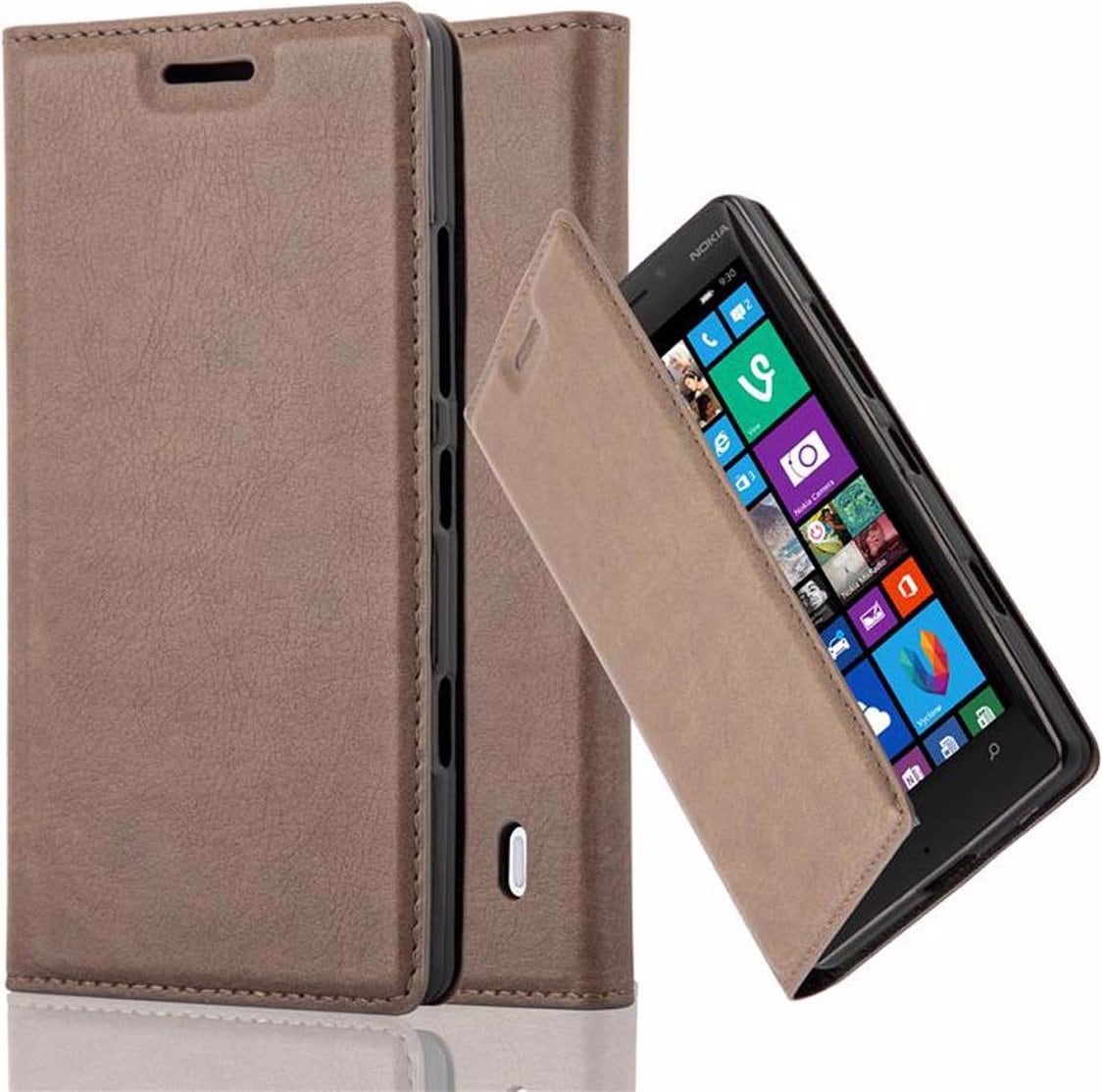 Cadorabo Book Invisible Magnet Cover (Nokia Lumia 930, Nokia Lumia Icon 929), Smartphone Hülle, Braun