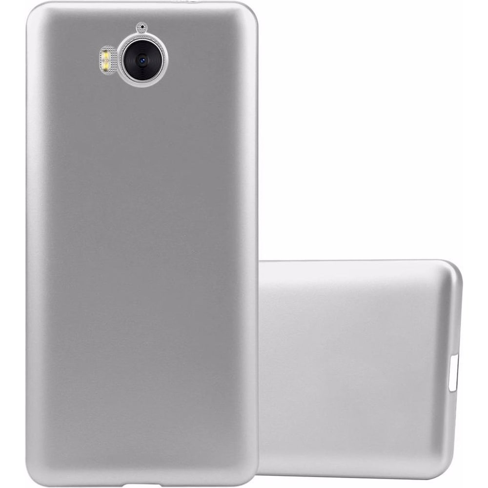 Cadorabo TPU Matt Metallic Cover (Huawei Y6 (2017)), Smartphone Hülle, Silber