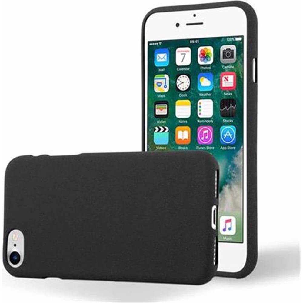 Cadorabo TPU Frosted Cover (iPhone SE (2022), iPhone 7, iPhone 7s, iPhone 8, iPhone SE (2020)), Smartphone Hülle, Schwar...