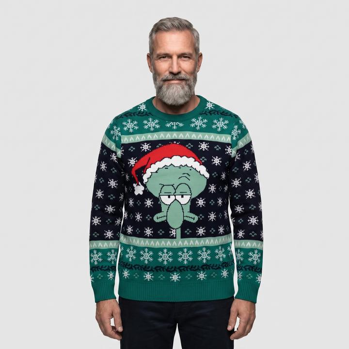 Spongebob Squarepants Mens Squidward Christmas Jumper
